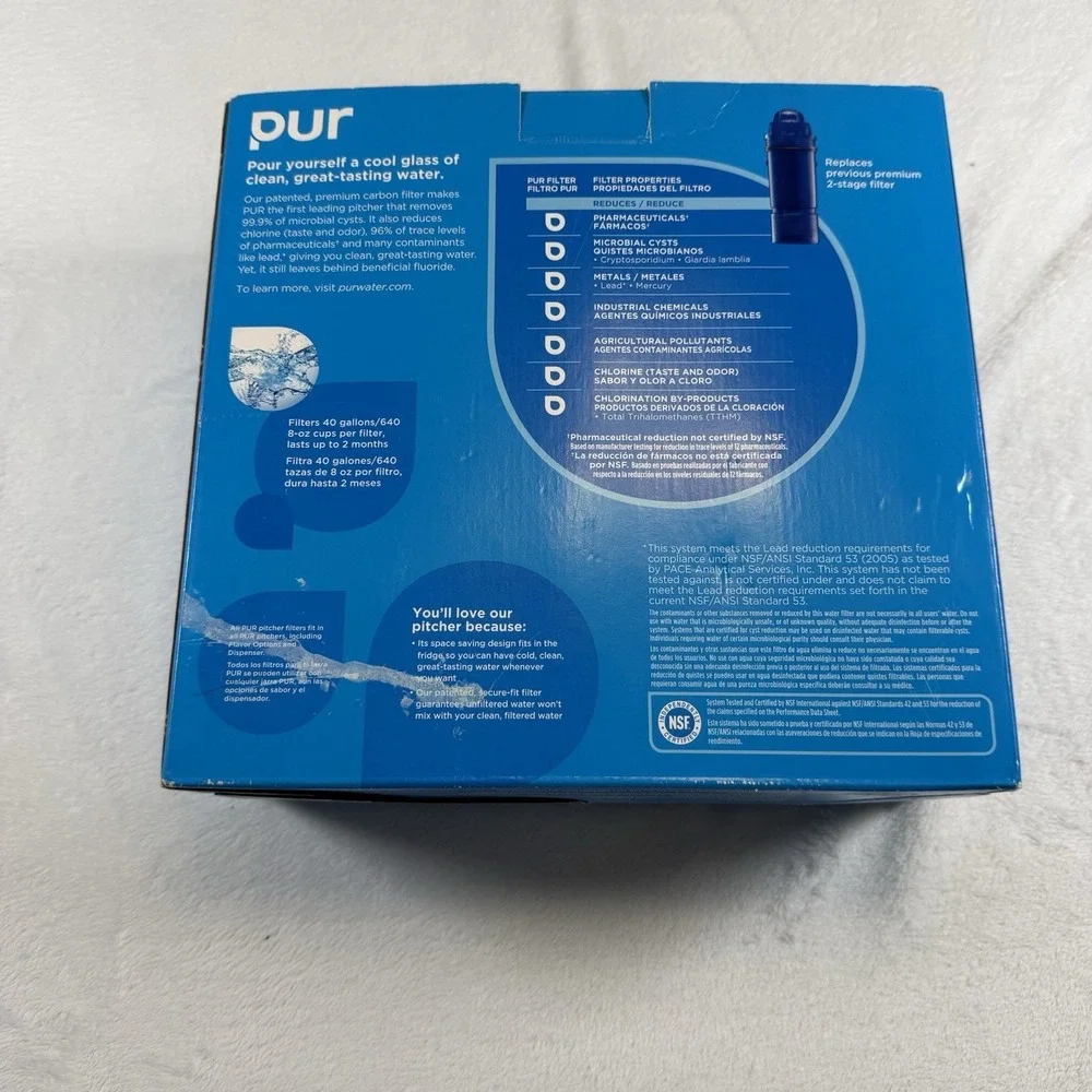 PUR 7 Cup Water Filtration Pitcher CR-6000 New Open Box Complete w/ Filter